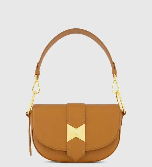 Brown Grain Leather Saddle Bag 